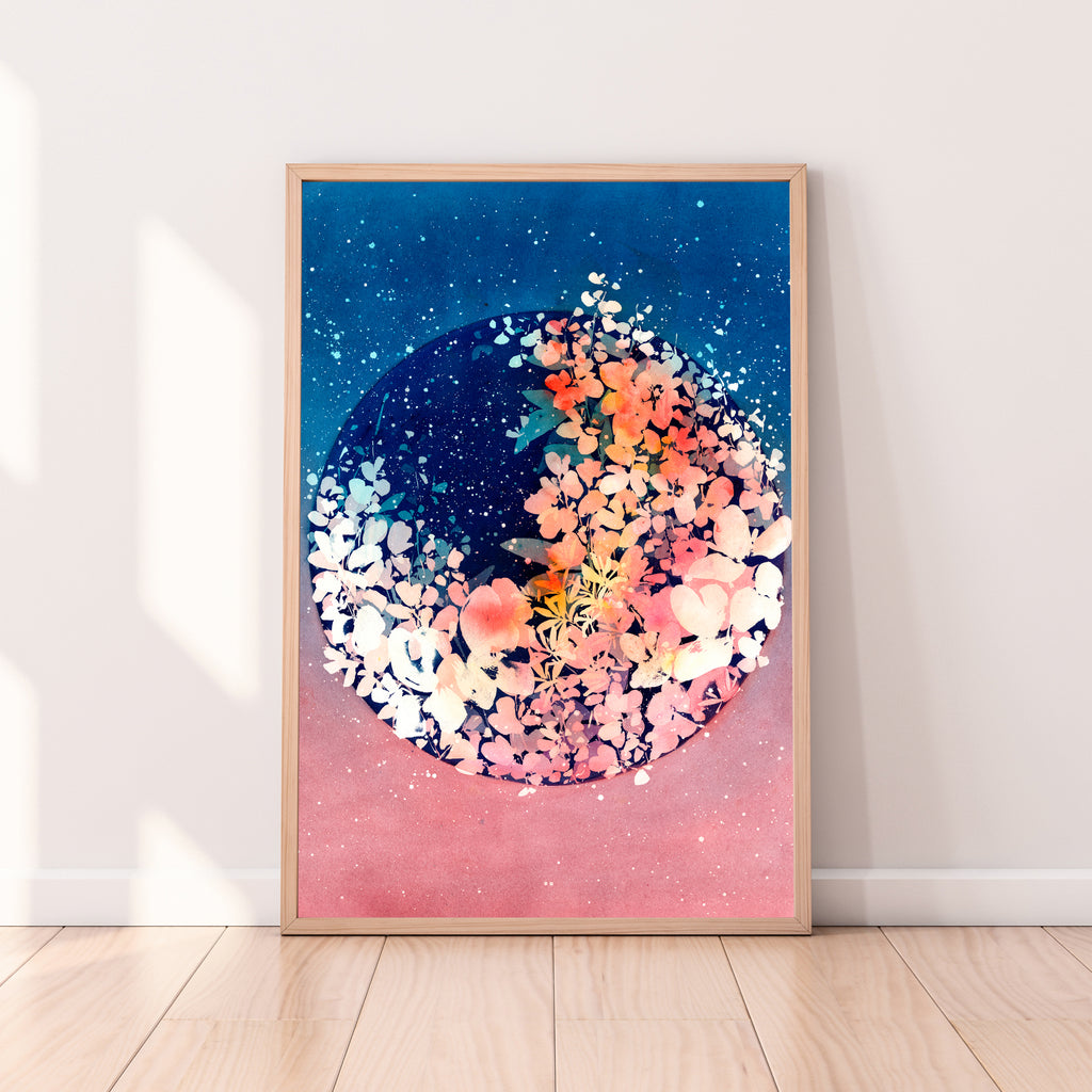 Floral Moonrise, Art Print | CreativeIngrid
