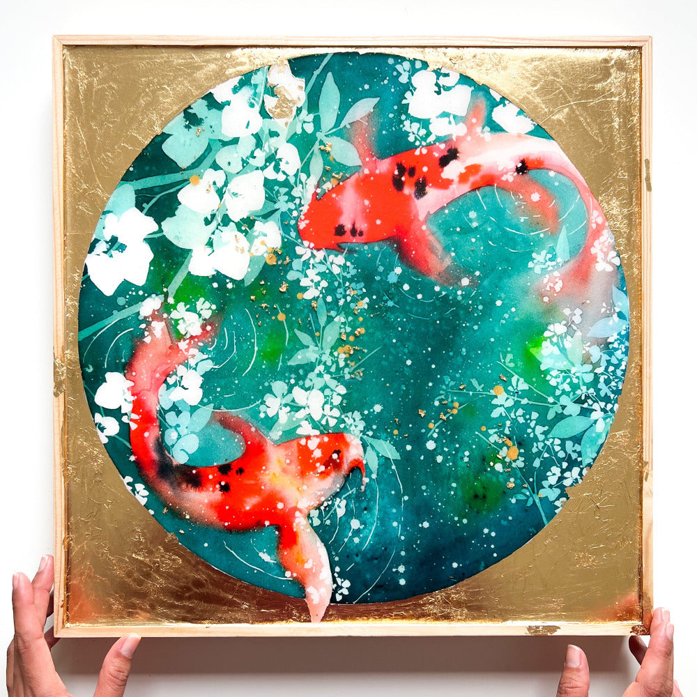 Koi Fish Pond | Resin-Coated Prints by IngrId Sanche