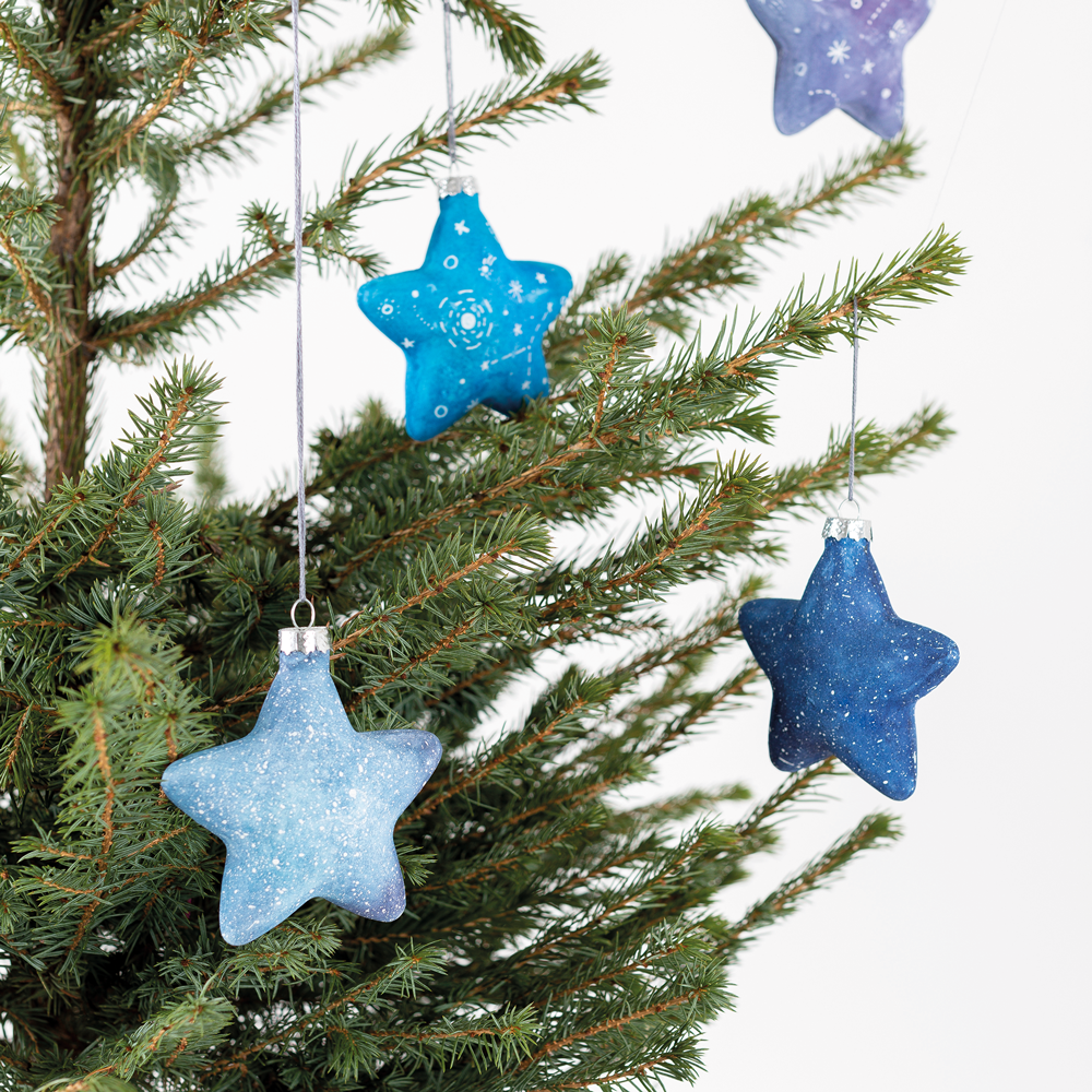 Watercolor galaxy glass baubles ornaments, DIY Christmas Watercolor Book by Ingrid Sanchez, CreativeIngrid.