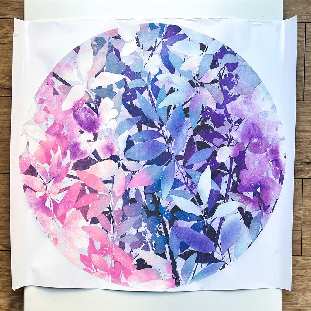 Day Blooming Moon purple wall sticker, repositionable and damage-free decal