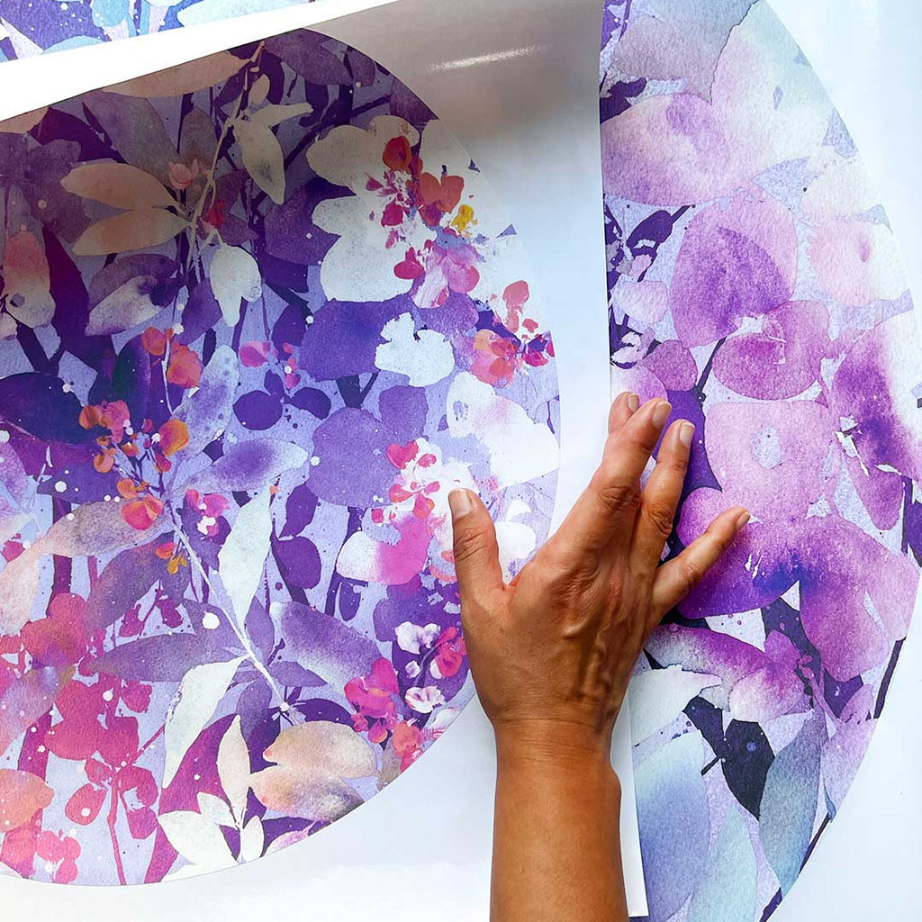 In Full Bloom Purple Wall Sticker – Reusable Peel & Stick for Bedroom, Nursery | CreativeIngrid