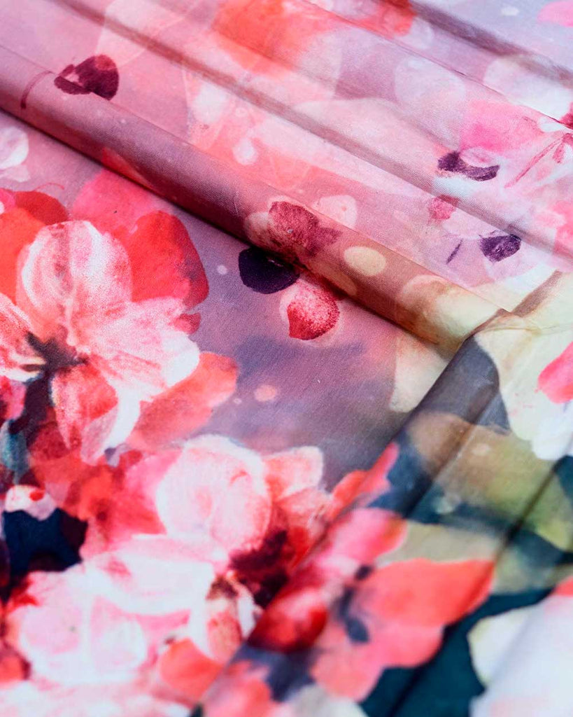 Close-up of Dawn Blush silk painting on wood. Ingrid Sanchez, London.