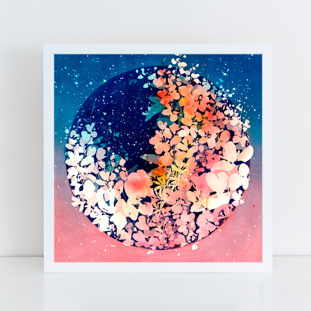 Floral Moonrise, Square Art Print | CreativeIngrid