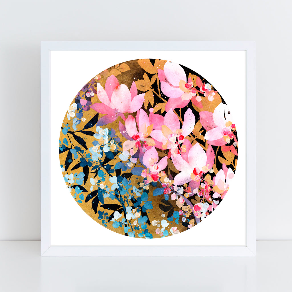 Magnolias at Dusk, Square Art Print | CreativeIngrid