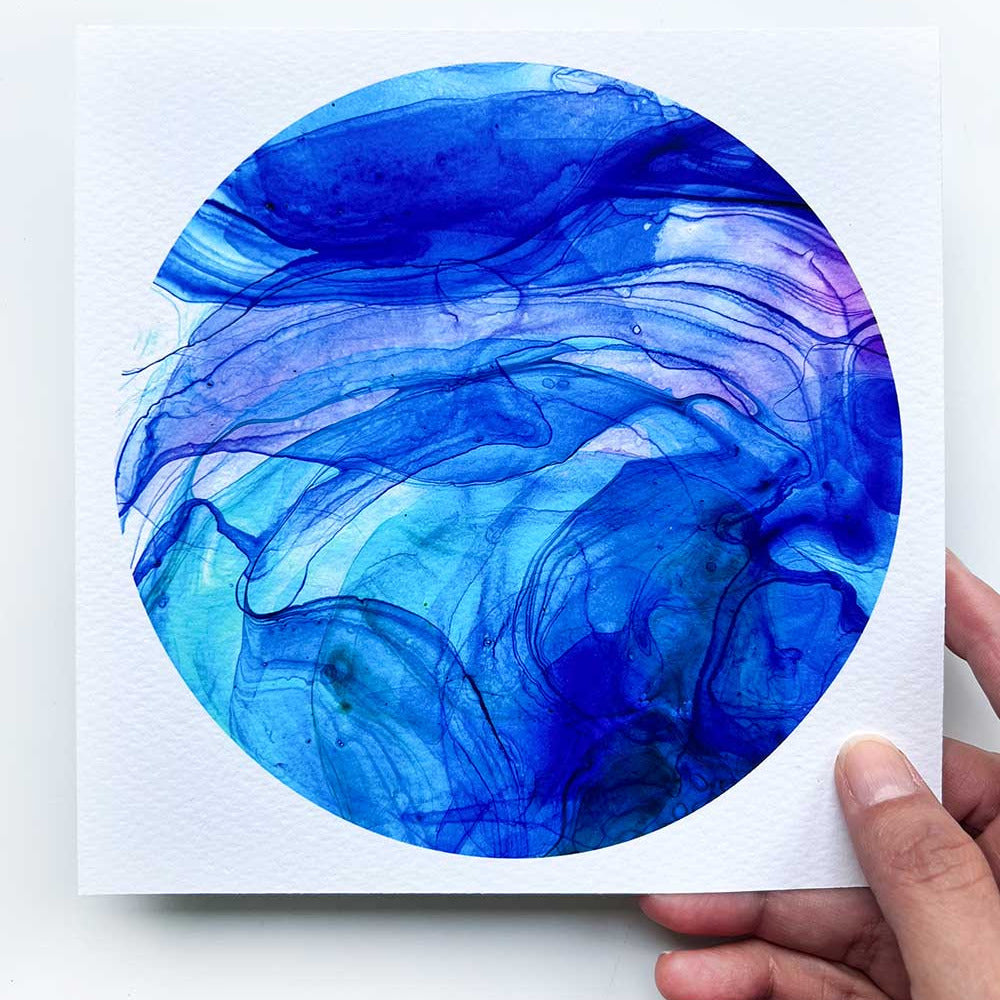 Blue waves moon art by CreativeIngrid