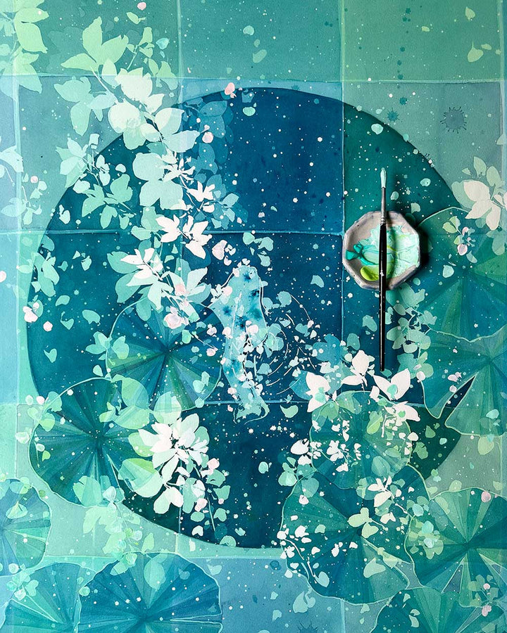 Waxing Sunflower Moon, Original Art | Ingrid Sanchez