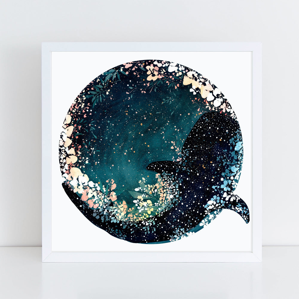 Whale Shark and the New Moon, Art Print | CreativeIngrid