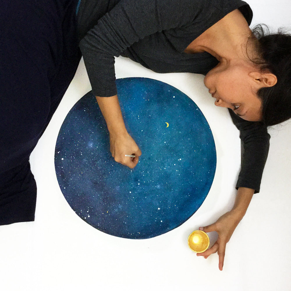 Blue Galaxy Moon, Art Print | CreativeIngrid - CreativeIngrid | Ingrid Sanchez