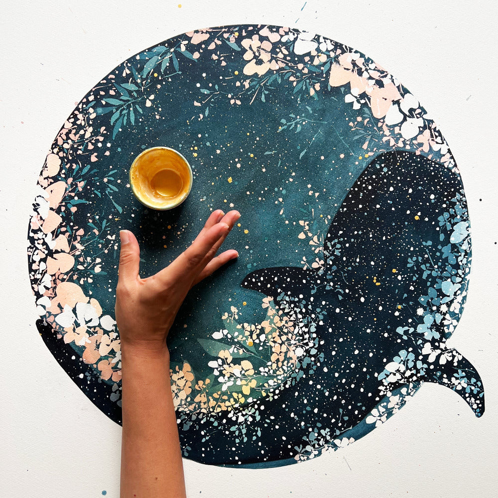 Whale Shark and the New Moon, Original Art | Ingrid Sanchez