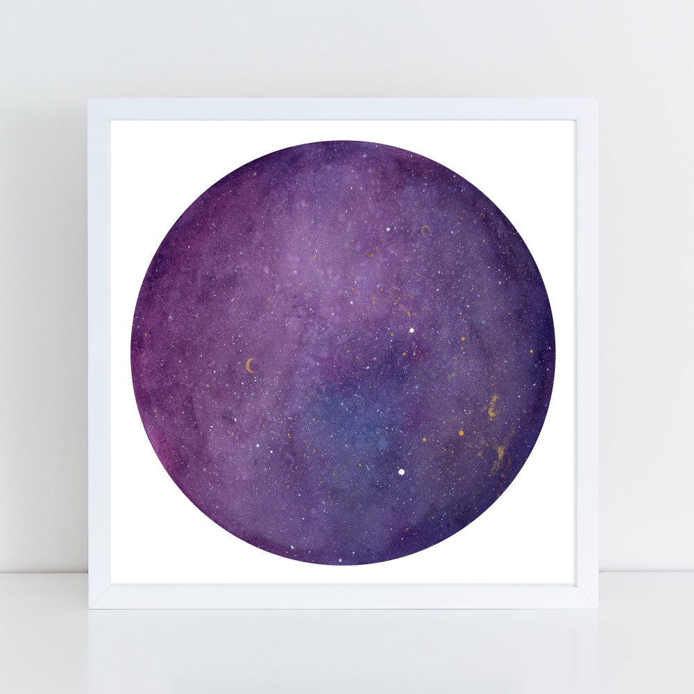 Purple Galaxy Moon, Art Print | CreativeIngrid - CreativeIngrid | Ingrid Sanchez