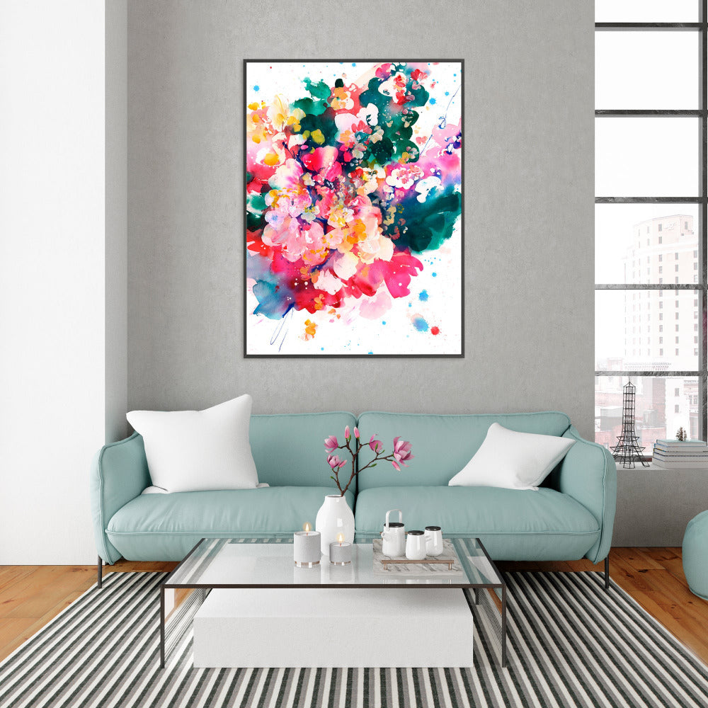 Blooming Heart, Large Abstract Flower Art Print by CreativeIngrid.