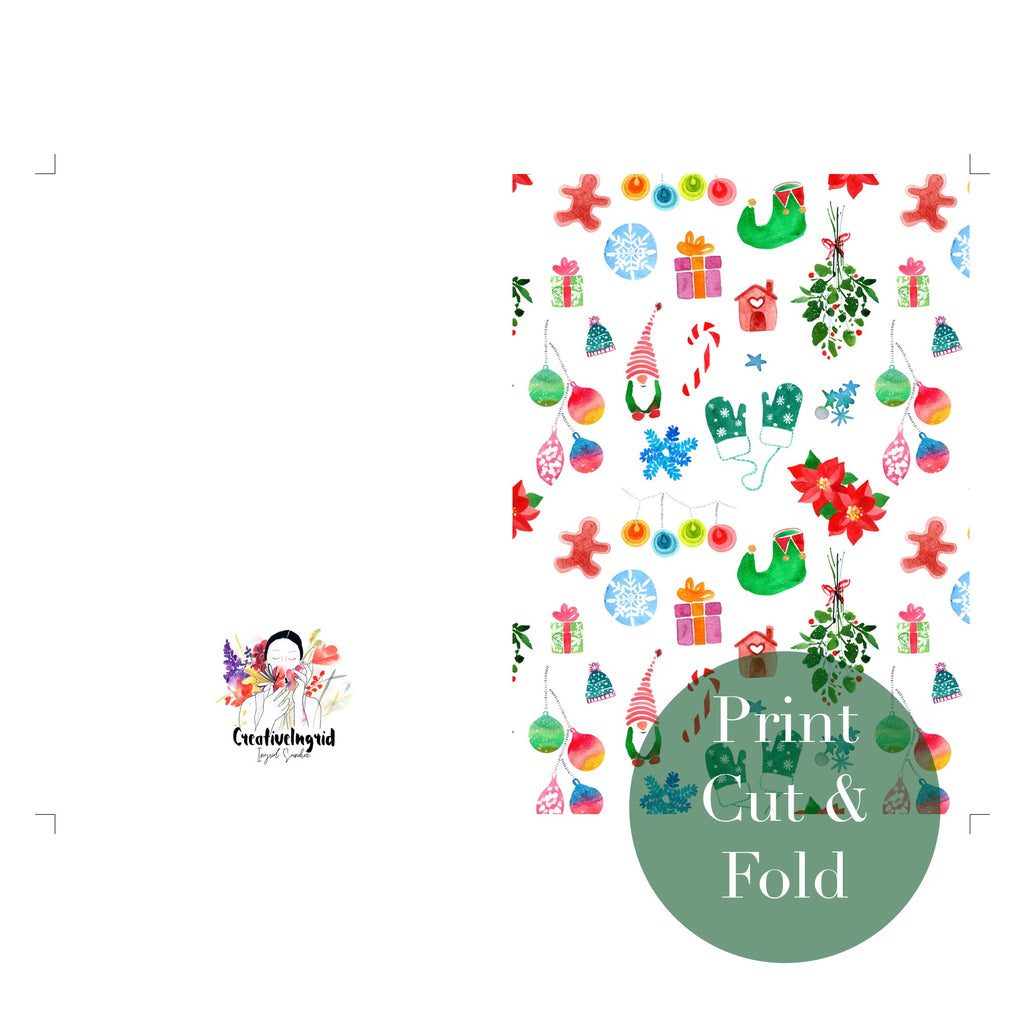 Christmas Pattern, Printable Greeting Card | CreativeIngrid - CreativeIngrid | Ingrid Sanchez