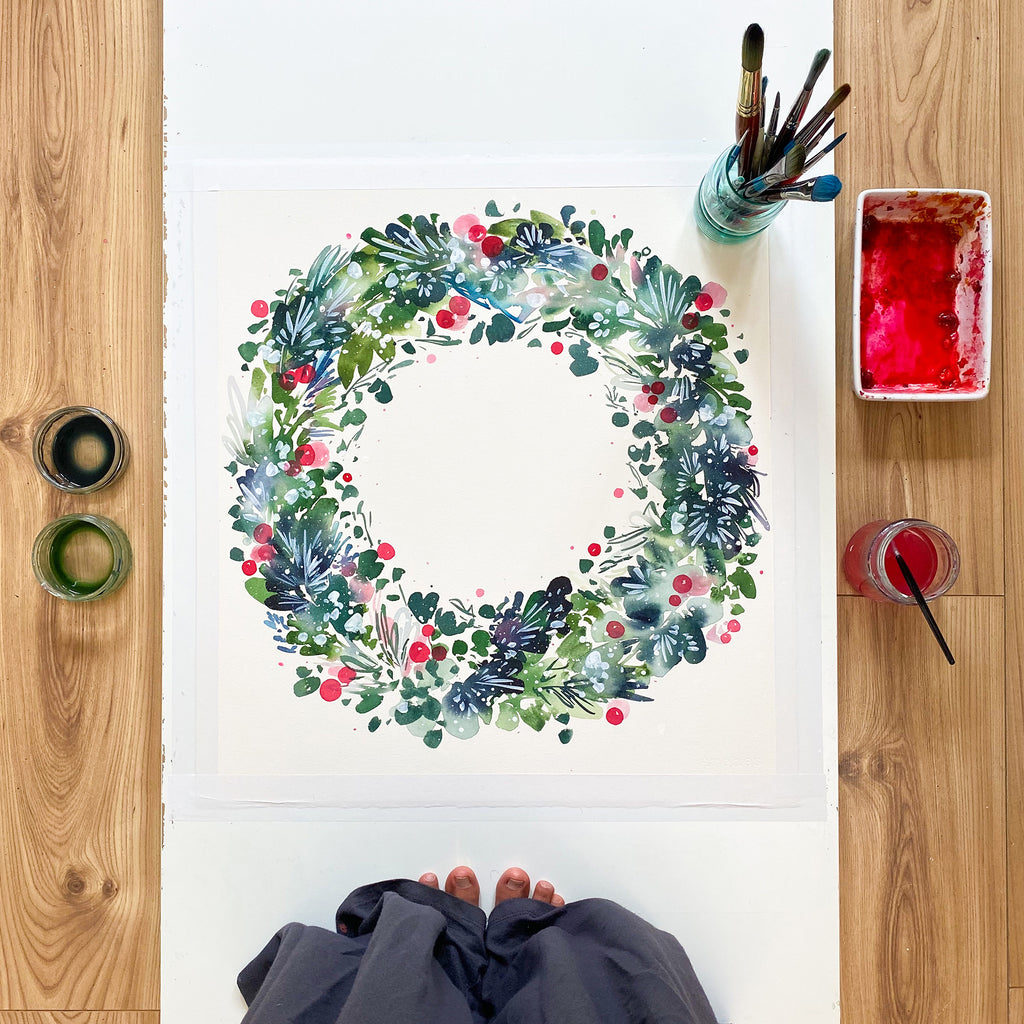 Christmas Wreath - Art Print - CreativeIngrid | Ingrid Sanchez