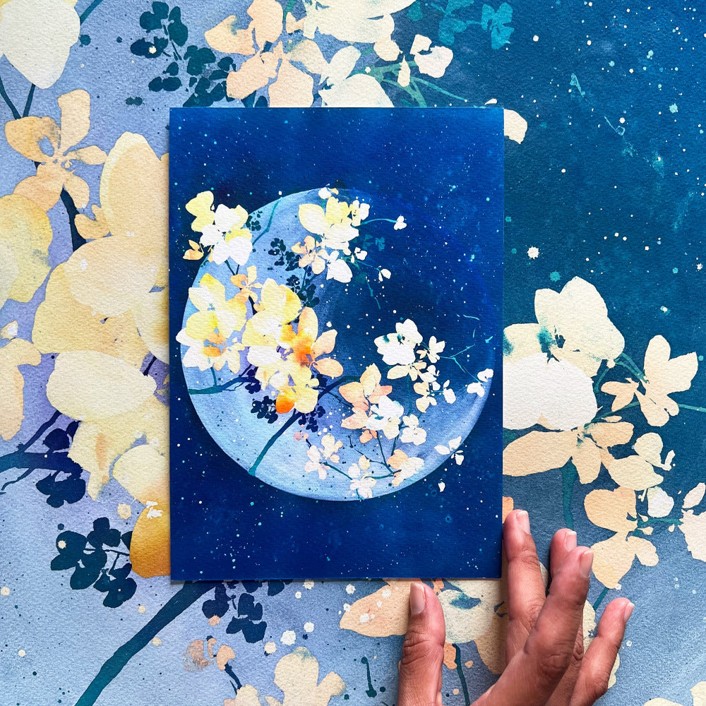 Floral Moonlight, Art Print. CreativeIngrid.