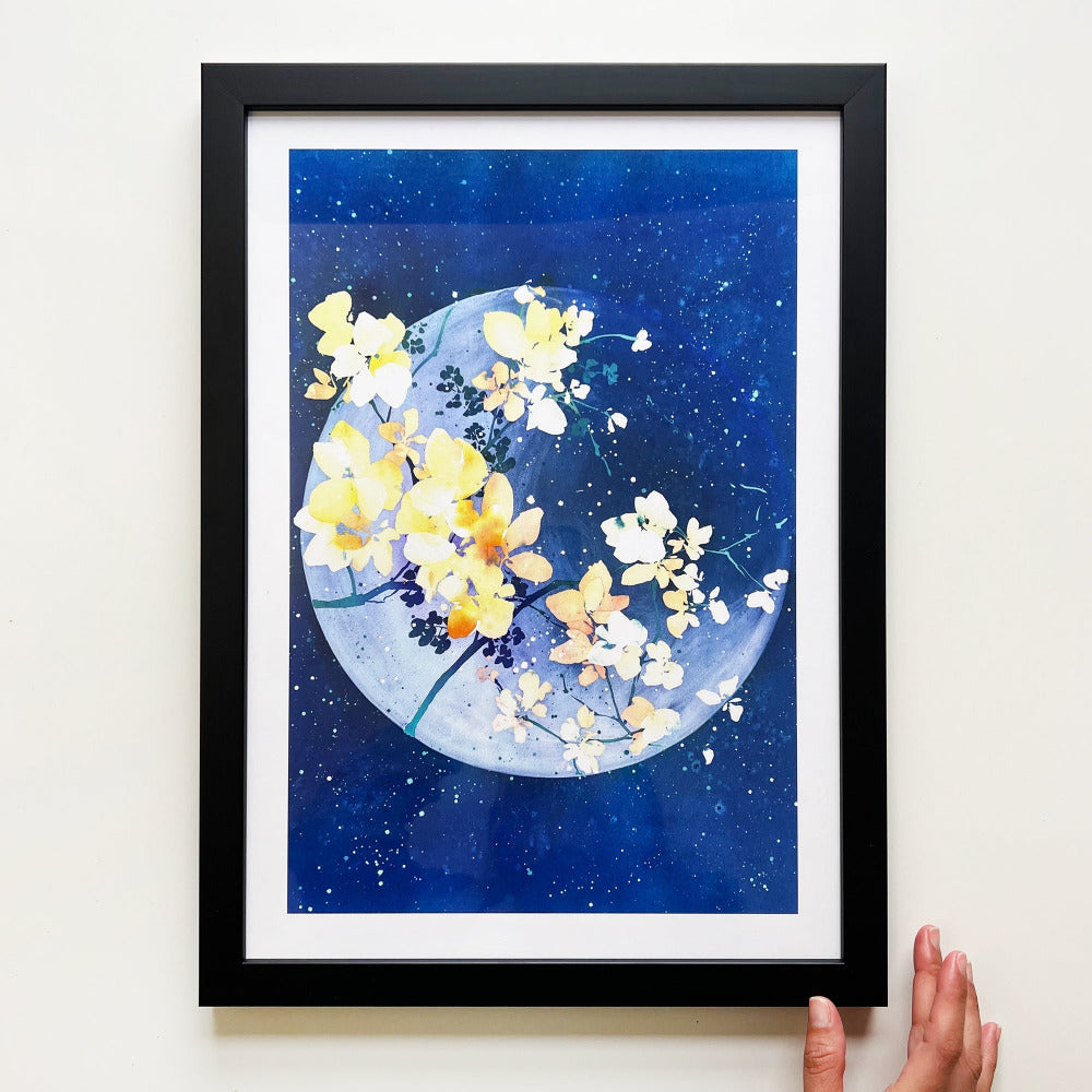 Framed Floral Moonlight, Special offer - Art Print | CreativeIngrid