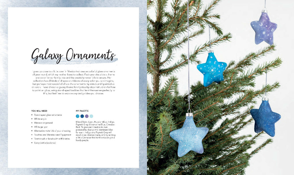 Glass Baubles, Christmas Glass Ornaments DIY Paint with Watercolors Galaxy Tutorial Book. Ingrid Sanchez | CreativeIngrid.