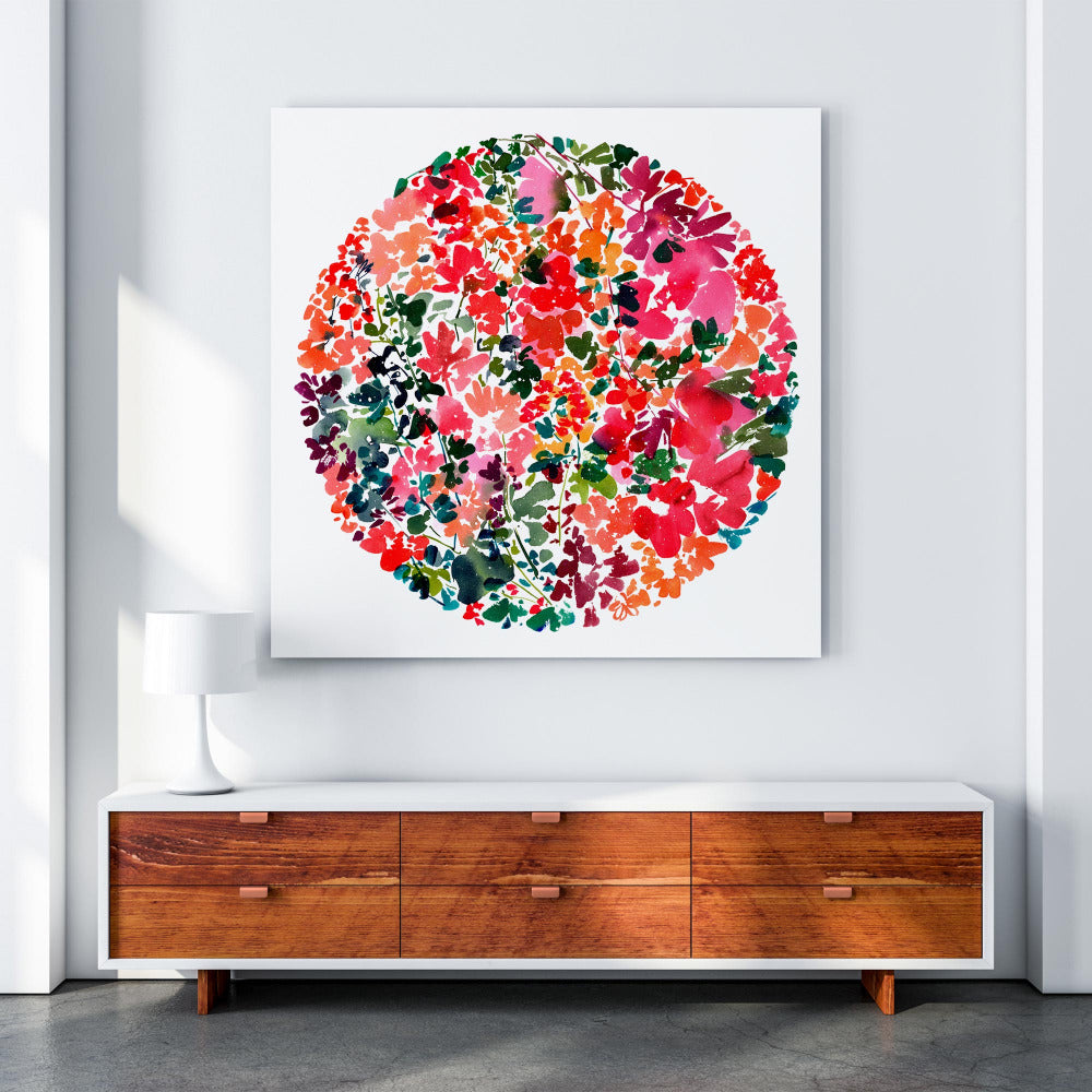 Large art print of a modern flower moon by CreativeIngrid.