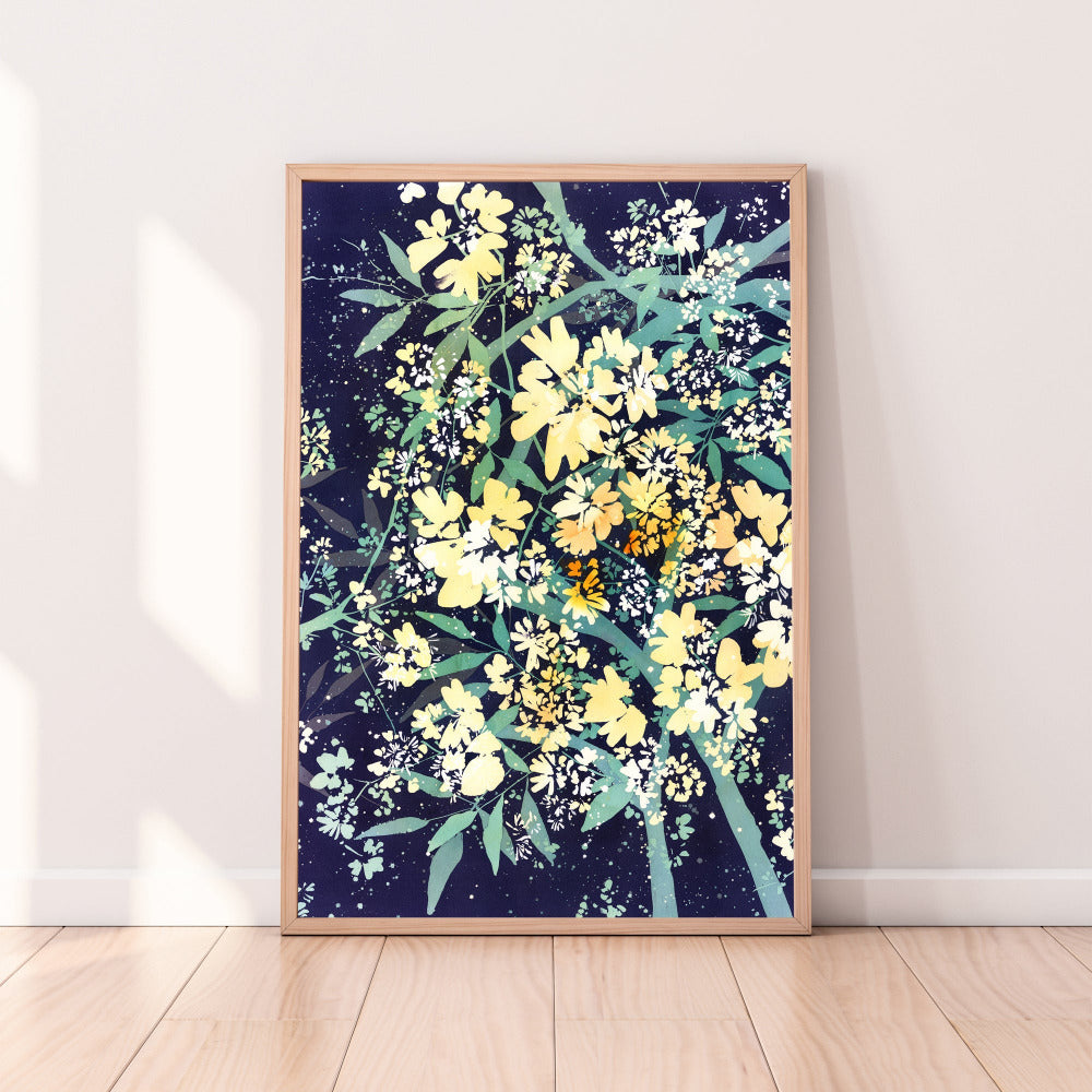 Fine art print created with the original watercolor 'Yellow Tree' by artist Ingrid Sanchez (London 2022).