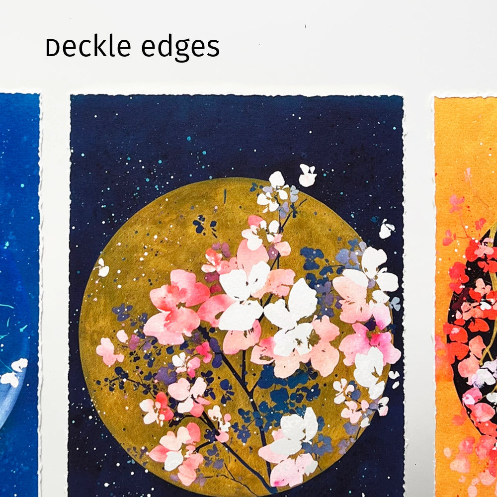 Set of moons with deckle edges, art prints by CreativeIngrid.