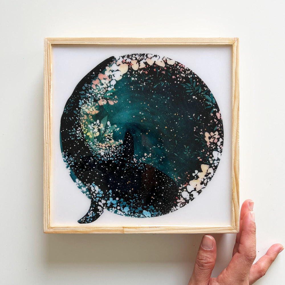 Fine art print created with the original watercolor 'Whale Shark and the New Moon' by artist Ingrid Sanchez (London 2023).